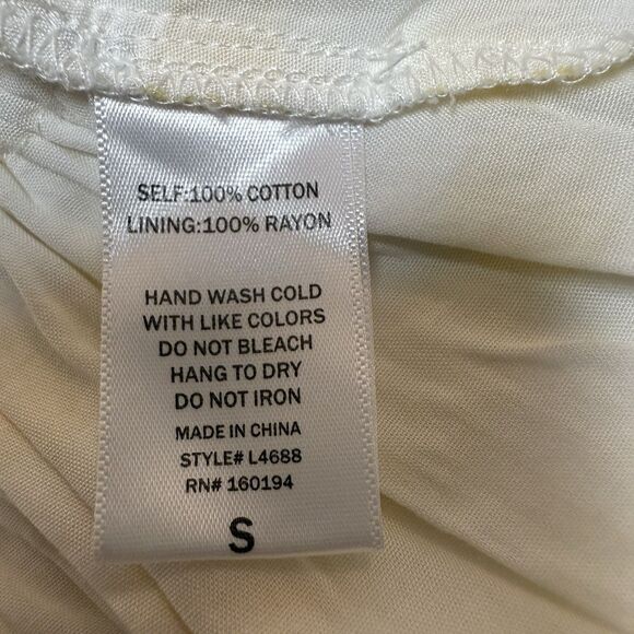 By Together Top S 100% Cotton Self Peplum Raw Hi-Lo Hem Flutter Slve Square Neck - Picture 8 of 8